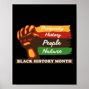 Póster Mes de la Historia Negra Orgullo Afroamericano Puñ