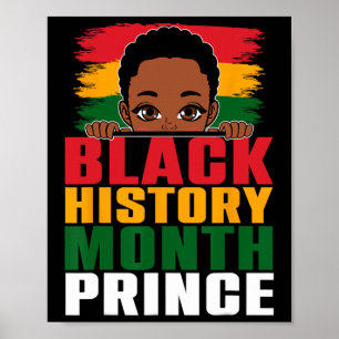 Póster Mes de la Historia Negra Príncipe Niño Afro con Po