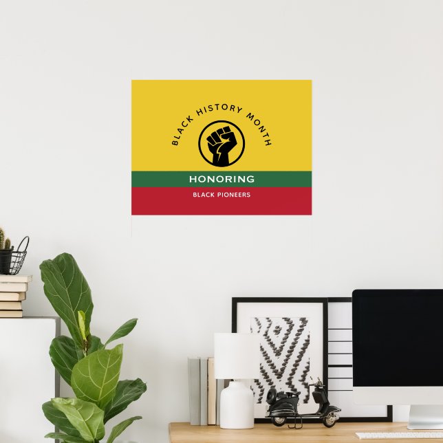 Póster Mes de la historia negra: texto curvo afroamerican (Oficina en casa)