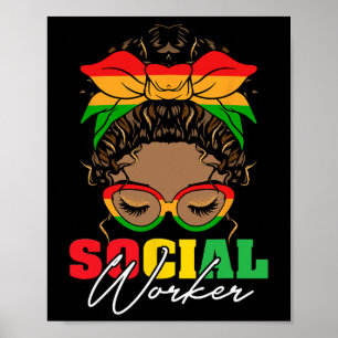 Póster Mes de la Historia Negra Trabajador Social Trabajo