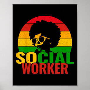 Póster Mes de la Historia Negra Trabajador Social Trabajo