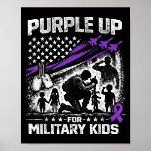 Póster Mes de los niños militares Purple Up