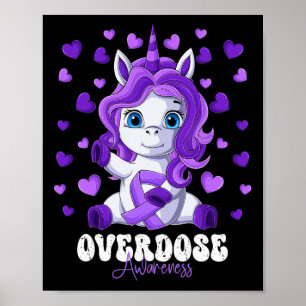 Póster Mes de sensibilización Cinta púrpura Unicornio
