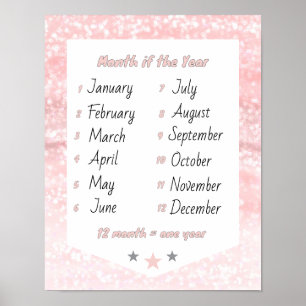 Póster Mes del año aprendizaje rosa