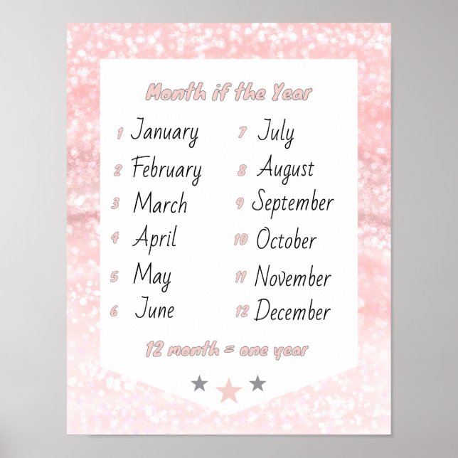 Póster Mes del año aprendizaje rosa (Frente)