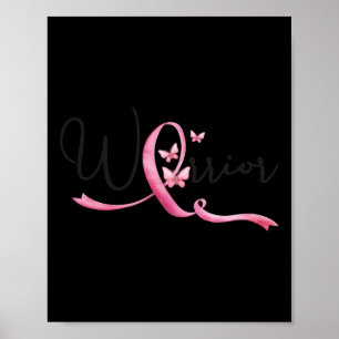 Póster Mes del Cáncer de Mama Mariposas Cinta Rosa Mujere