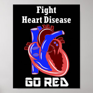 Póster Mes del Corazón Americano Ve de Rojo por la Enferm