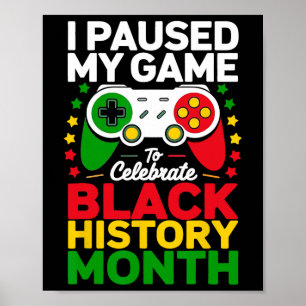 Póster Mes del Historial Negro Jugador Gaming Afroamerica