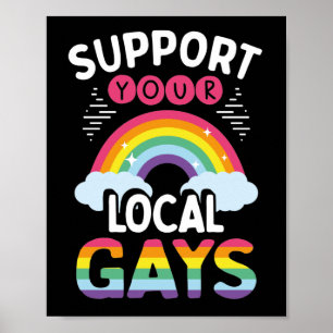 Póster Mes del Orgullo Gay LGBT apoya a sus gays locales