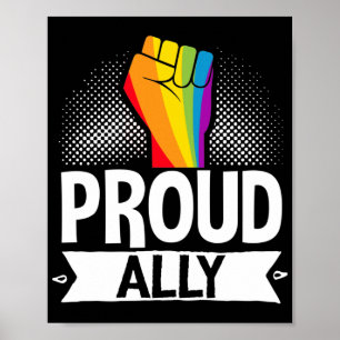 Póster Mes del Orgullo Gay LGBT Orgulloso Ally Fist