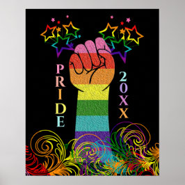 Póster Mes del Orgullo LGBTQ gay El amor gana fuerza en e