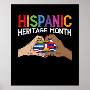 Póster Mes del Patrimonio Hispano Manos Banderas del Cora
