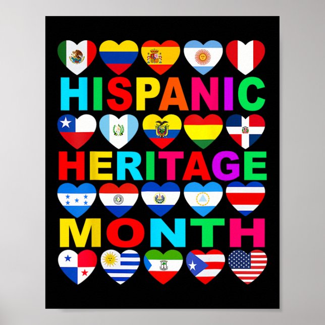 Póster Mes del Patrimonio Hispano Países Latinos Nacional (Frente)