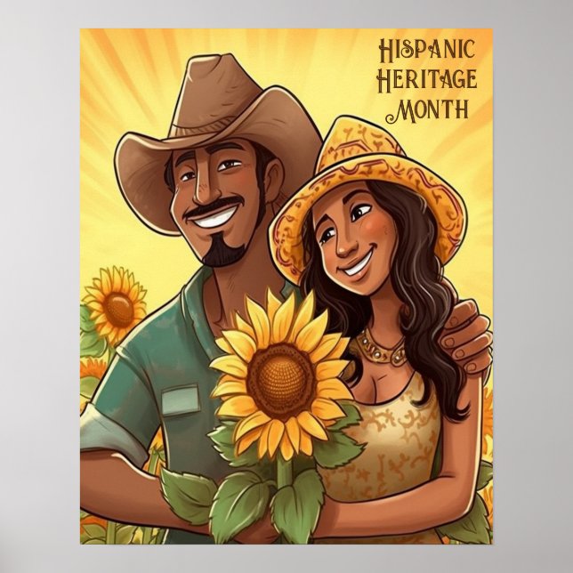 Póster Mes del Patrimonio Hispano Pareja Sunflowers (Frente)