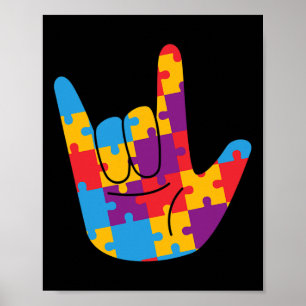 Póster Mes Nacional De Conciencia Del Autismo Y Rótulo De