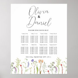 Póster Mesa Boda Asiento 8 Flores silvestres Floral
