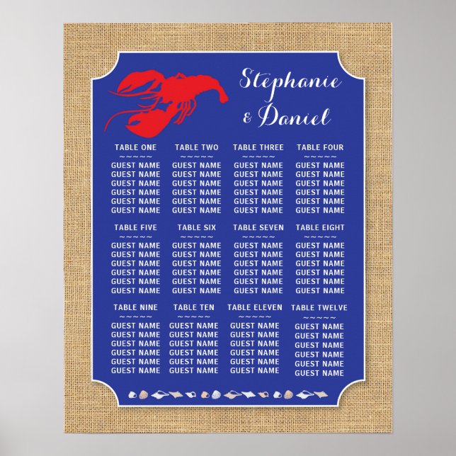 Póster Mesa Boda Crawfish Hervir asiento Poster de langos (Frente)