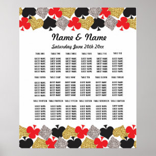 Póster Mesa Boda Vegas Casino Asientos 18 Mesas