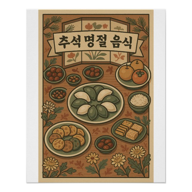 Póster Mesa Chuseok de tradiciones - Comida de festival c (Anverso)