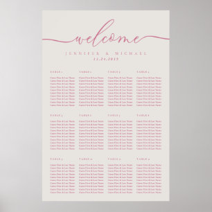 Póster Mesa de asientos de boda simple crema rosa doce