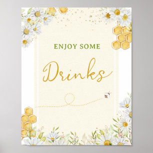 Póster Mesa de Bebidas Abejorro Fiesta Bebe Boda Abeja