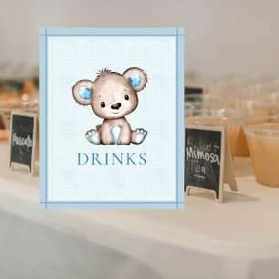 Póster Mesa de Bebidas Oso Marrón Adorable Baby Shower