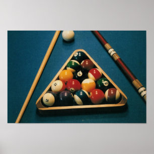 Póster Mesa de billar/billar, bolas, ques — Poster