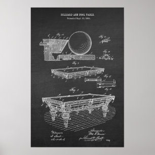 Póster Mesa de billar Patente Art #5 Billiard Room Wall P