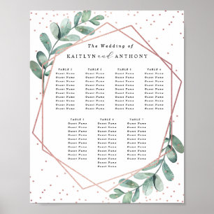 Póster Mesa de boda de papel de aluminio de oro rosa geom