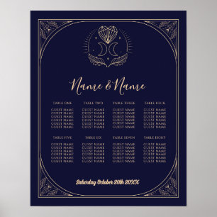 Póster Mesa de Cartas del Tarot 8 Asientos Boda Cristales