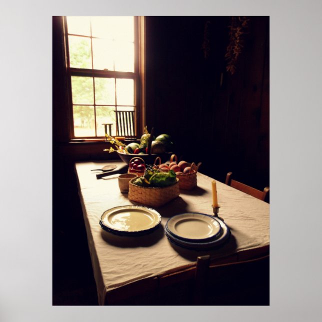 Póster Mesa de cocina antigua (Frente)