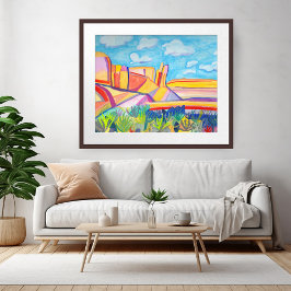 Póster Mesa de Cocina Colorida Paisaje Acuarela Loco
