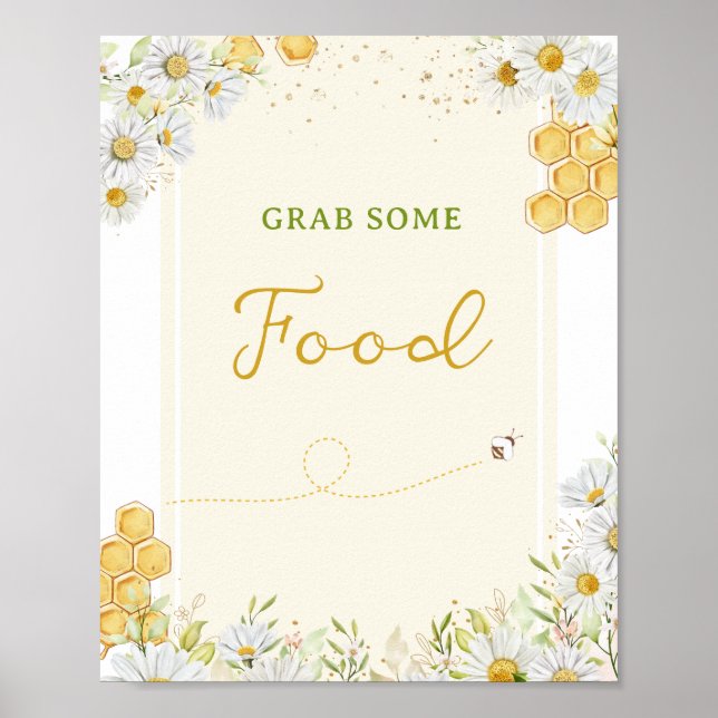 Póster Mesa de comida Fiesta de abeja Bumblebee Baby Boda (Frente)