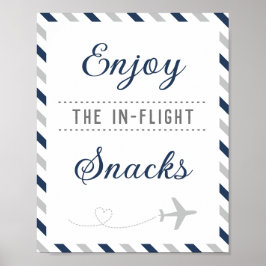 Póster Mesa de Comida Snacks Viaje Avión Aerolínea Fiesta