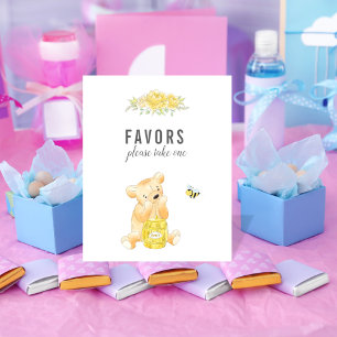 Póster Mesa de favores adorable oso de peluche revelación