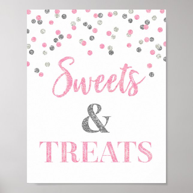 Póster Mesa de postres de dulces y tratamientos de plata  (Frente)