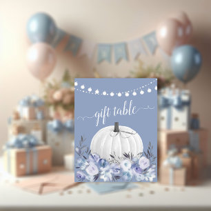 Póster Mesa de regalo Baby Shower azul turbio de calabaza