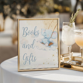 Póster Mesa de regalos para Baby Shower de Elefante Azul