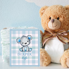 Póster Mesa de Rifa de Pañales Oso Gris Lindo Baby Shower