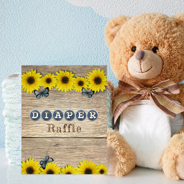 Póster Mesa de rifa de pañales Rustica Girasoles Baby Sho