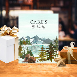 Póster Mesa de tarjetas y regalos Aventura de osos Cumple