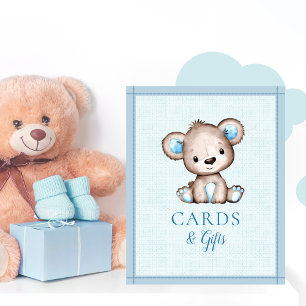 Póster Mesa de tarjetas y regalos Oso marrón adorable Bab