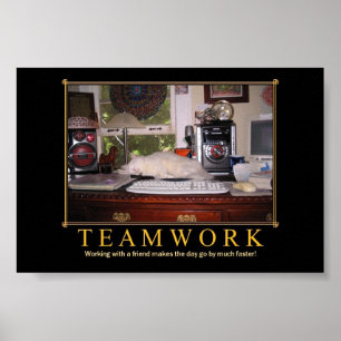 Póster Mesa de trabajo en equipo Kitty Mini Poster