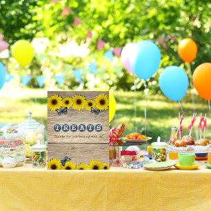 Póster Mesa de tratamiento Baby Shower de girasol rústico