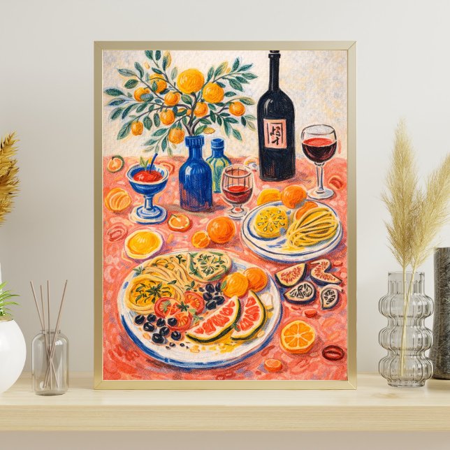 Póster Mesa Mediterránea Bodegón - Vino, Cítricos (Subido por el creador)