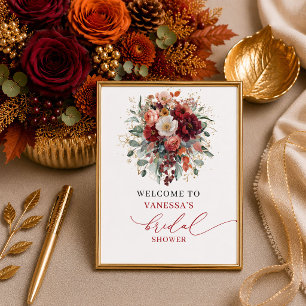 Póster Mesa moderna para fiesta de soltera con flores de
