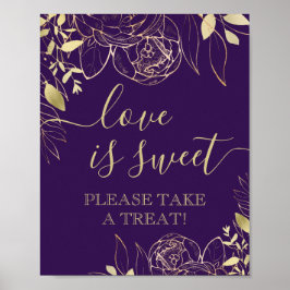 Póster Mesa Purple & Gold Modern Floral Sweet Favor