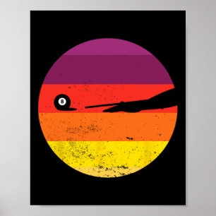 Póster Mesa Retro Billiards Silhouette Pool Snooker Pyra