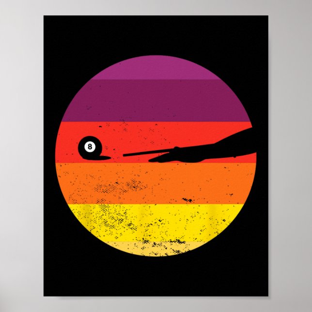 Póster Mesa Retro Billiards Silhouette Pool Snooker Pyra (Frente)
