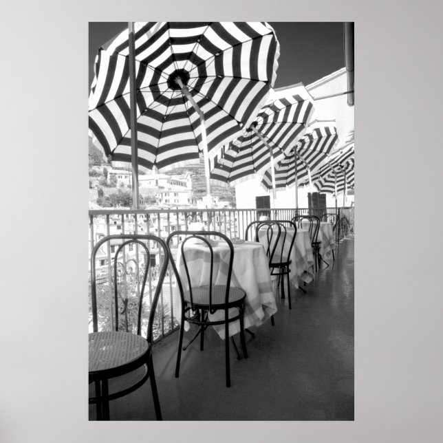 Póster Mesas De Restaurante En Blanco Y Negro (Frente)
